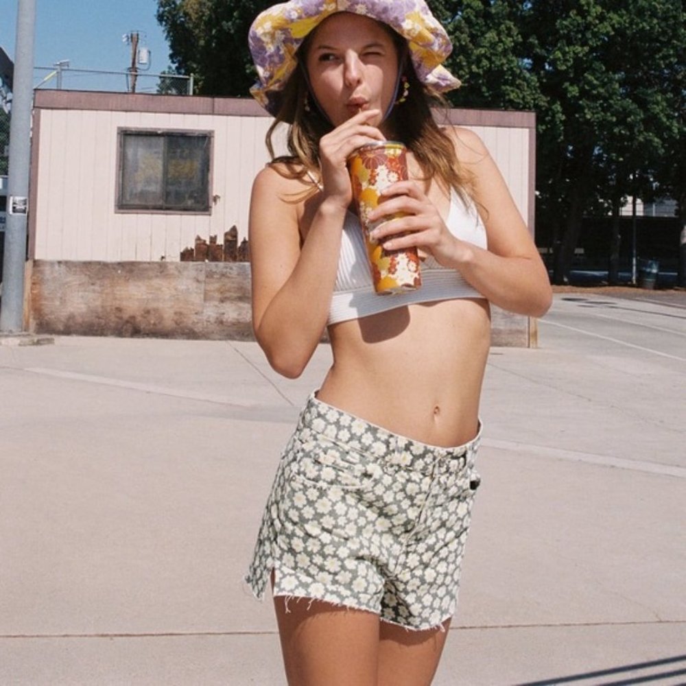 Zara Daisy Print Straight Shorts